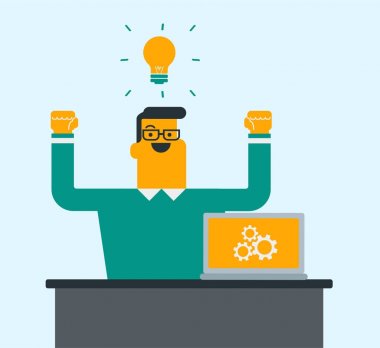 Yeni bir iş fikri üzerine bir dizüstü bilgisayarda çalışan adam.