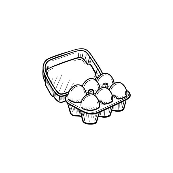 Ägg i kartong pack hand ritad skiss ikon. — Stock vektor