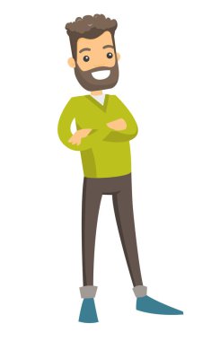 Beyaz delikanlı katlanmış silah ile ayakta.