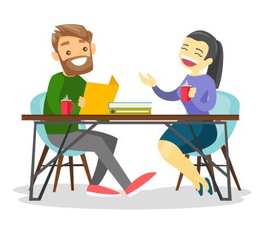 Beyaz beyaz Ofis çalışanları ofiste sohbet.