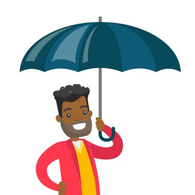 Şemsiye altında duran Afrika sigorta acentesi.