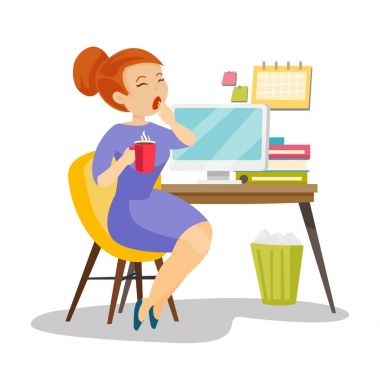 Esneme genç beyaz beyaz yorgun ofis çalışanı.