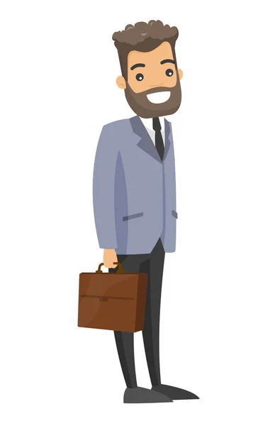 Hombre de negocios blanco caucásico sosteniendo un maletín . — Archivo Imágenes Vectoriales