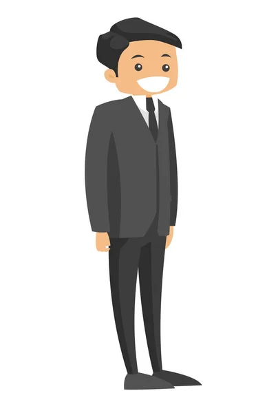 Young caucasian white businessman in grey suit. — Stock Vector