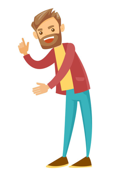 Angry man shaking his finger in a scolding way.