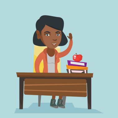 Öğrenci el bir cevap için sınıf yetiştirme.