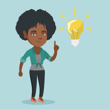 Genç Afrika öğrenci fikir ampul işaret.