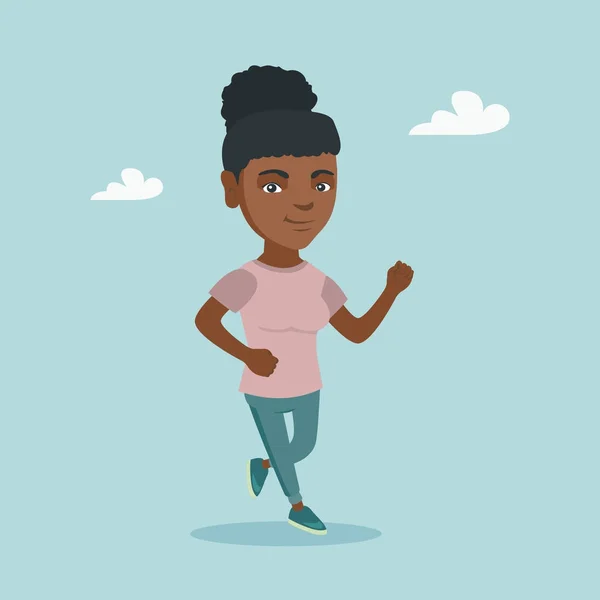 Joven mujer afroamericana corriendo . — Vector de stock