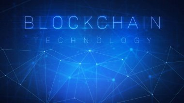 Blockchain teknoloji fütüristik hud afiş.