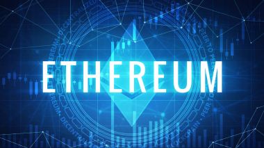 Fütüristik hud afiş Ethereum sembolü.