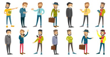 Beyaz işadamı vektör çizimler set.