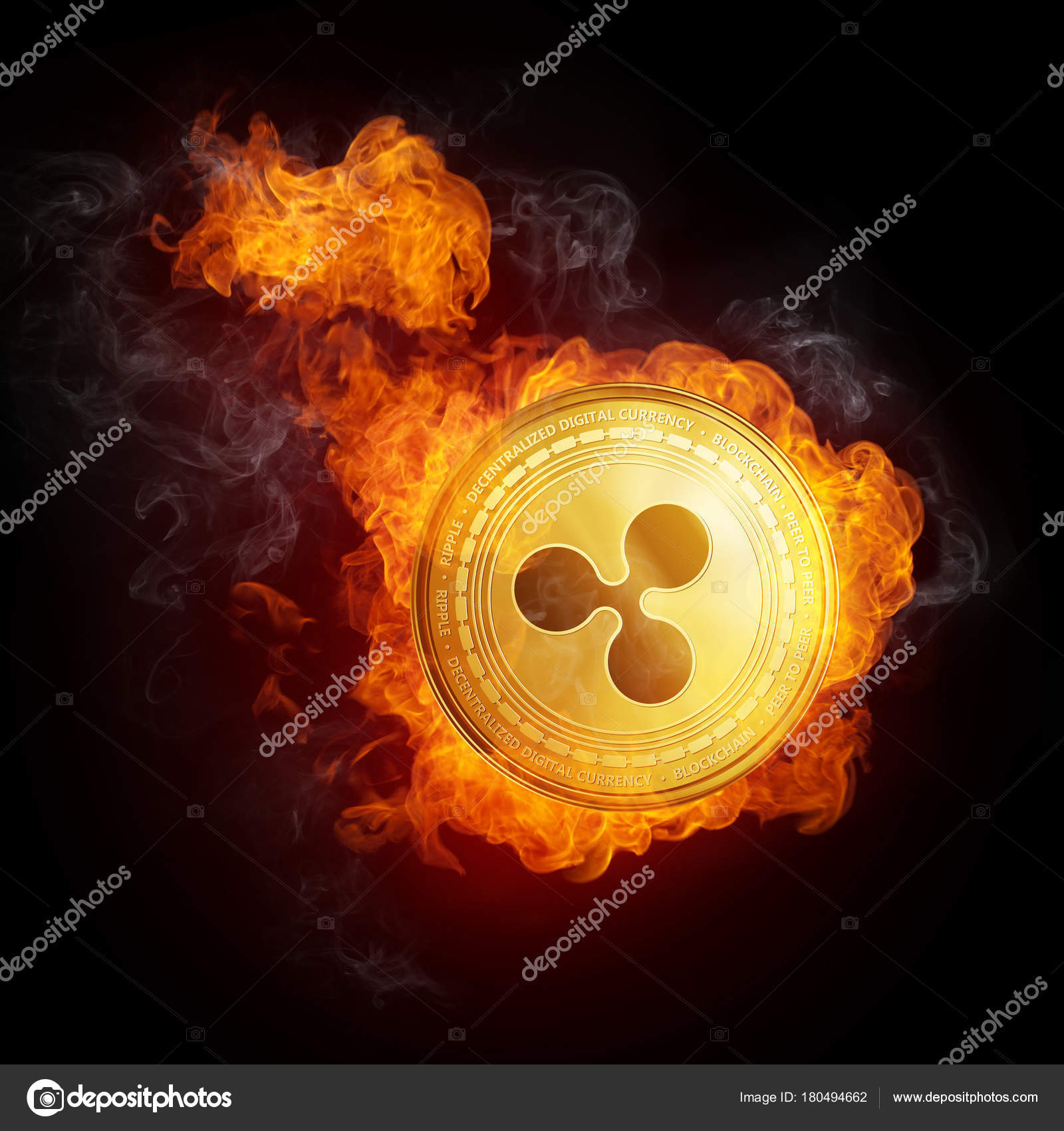 화재 불꽃에 황금 리플 동전. — 스톡 사진 © VisualGeneration #180494662