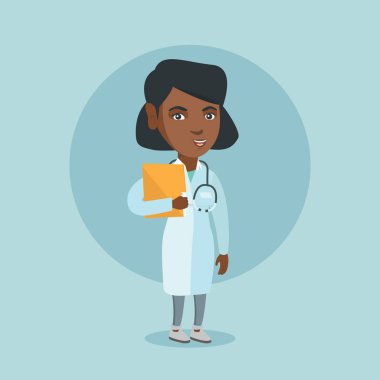 Bir stetoskop ve bir dosya ile Afrika doktor.