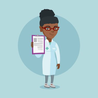 Elinde dosya olan genç Afrikalı-Amerikalı doktor.