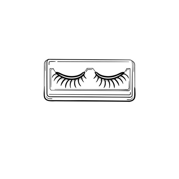False eyelashes hand drawn sketch icon.