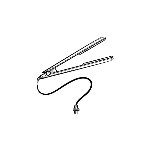 Plancha para el cabello dibujado a mano icono de boceto . — Vector de stock