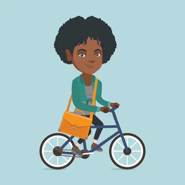 Mladí africké obchodních žena jedoucí na kole. — Stockový vektor