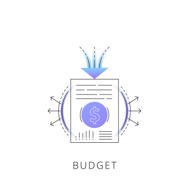 Neon bütçe vektör satırı simgesi.