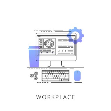 Neon işyeri vektör satırı simgesi.