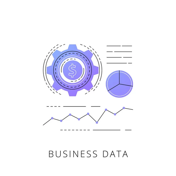 Icono de línea vectorial de datos comerciales de neón . — Vector de stock