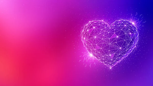 Polygon valentine heart on multicolor background. — Stock Photo, Image