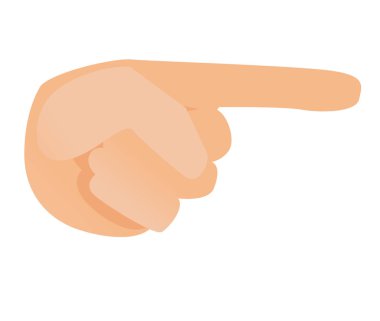 İnsan eli tarafına işaret parmağı ile.