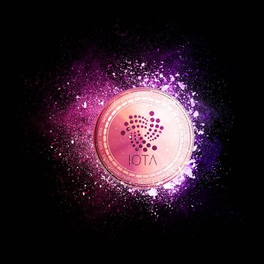 Menekşe parçacıklar uçan Iota sikke.