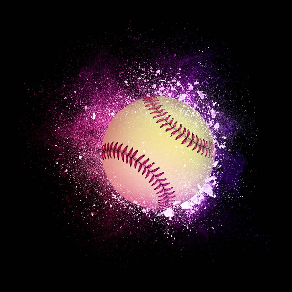 Швидкий м'яч літає у фіолетових частинках . — стокове фото