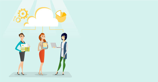 Business women and cloud computing technologies.