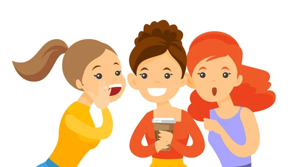 Young caucasian white women sharing gossips. — Stock Vector