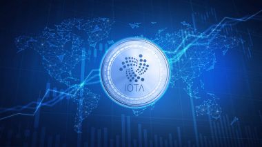 Iota nakit para boğa hisse senedi grafiği hud zemin üzerine.