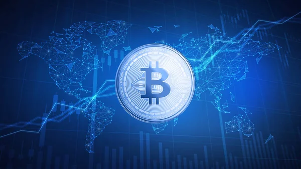 Bitcoin cash coin на хорошем фоне с бычьим фондовым графиком . — стоковое фото