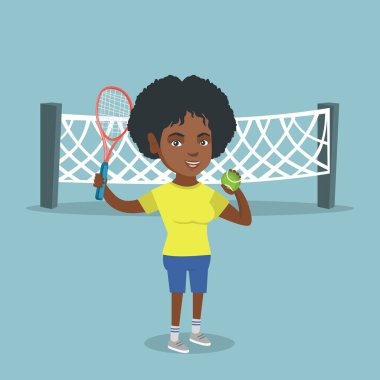Afrika tenis oyuncu raket ve top.