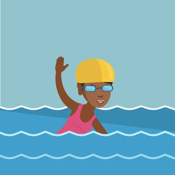 年轻的非裔美国人运动员游泳. — 图库矢量图片