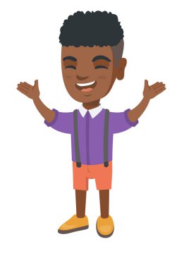 Mutlu Afrikalı Çocuk kaldırdı elleriyle ayakta.