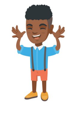 Komik Afro-Amerikan çocuk elleri ile alay.