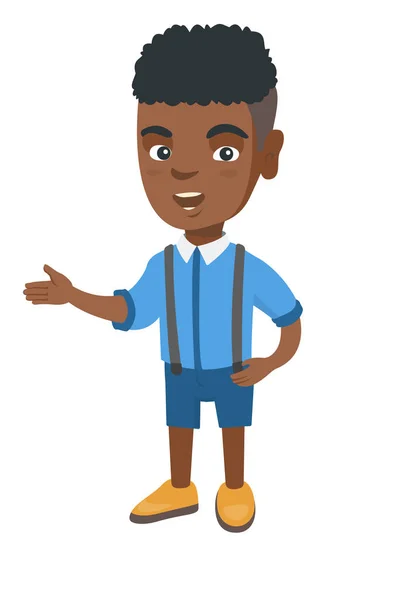 African little boy gesturing with his hands. — Stock Vector