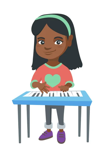 Αφροαμερικανός κοριτσάκι παίζει πιάνο. — Διανυσματικό Αρχείο