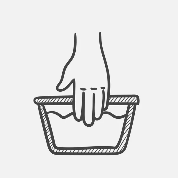Πλύσιμο στο χέρι χέρι συρμένο σκίτσο εικονίδιο. — Διανυσματικό Αρχείο
