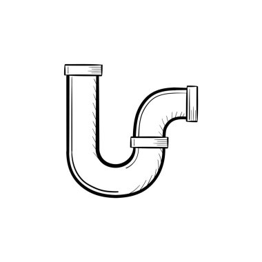 Nargile el çizilmiş kroki simgesi.