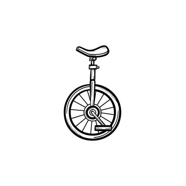 한 바퀴 자전거 손으로 그려진된 스케치 아이콘. — 스톡 벡터