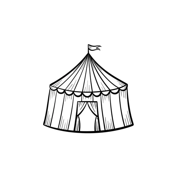 Tent, circus tent, handje getekende schets. — Stockvector