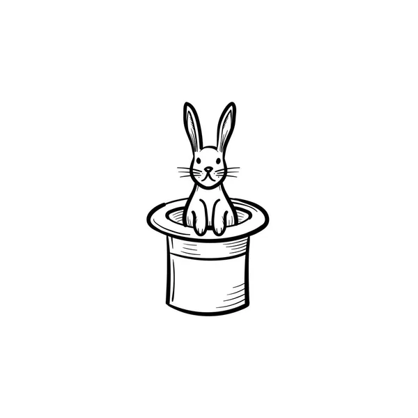 Rabbit in a magician hat hand drawn sketch icon. — Stock Vector