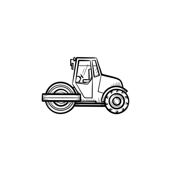 Steamroller dibujado a mano icono de boceto . — Vector de stock