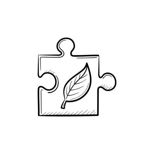 Puzzle pieza dibujado a mano icono del boceto . — Vector de stock