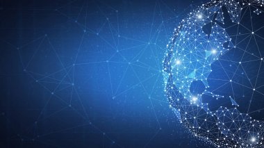 Blockchain teknoloji fütüristik hud afiş.