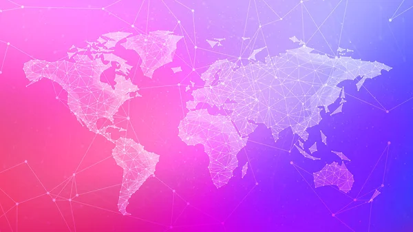 Mapa do mundo do polígono em fundo multicolorido — Fotografia de Stock