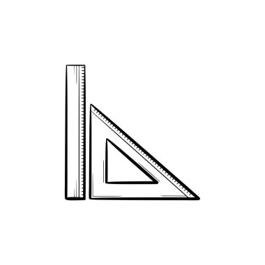 Boyutu ölçü birimi el çizilmiş kroki simgesi için cetvel.