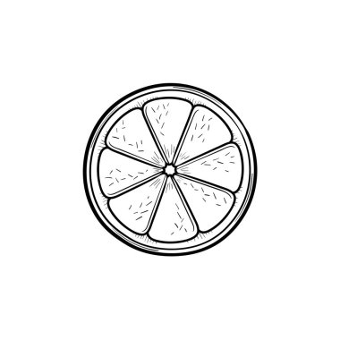 Dilim limon el çizilmiş kroki simgesi.