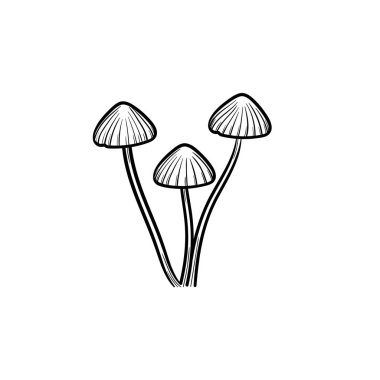 Agaric mantar el çizilmiş kroki simgesi.